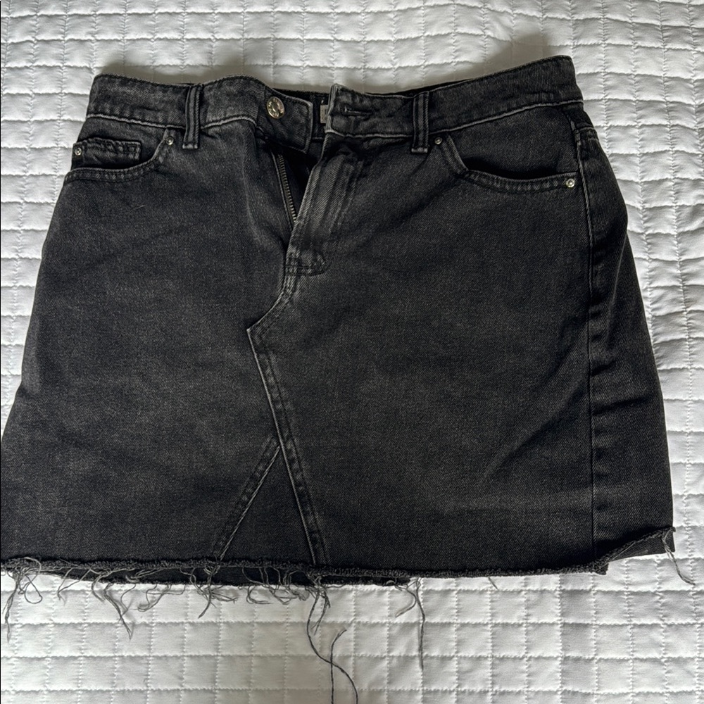 Denim&Co Black Asymmetrical Mini Pencil Skirt